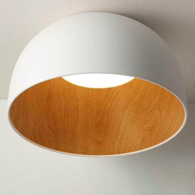 Minimalist Wooden Bowl Iron LED Flush Mount Ceiling Light