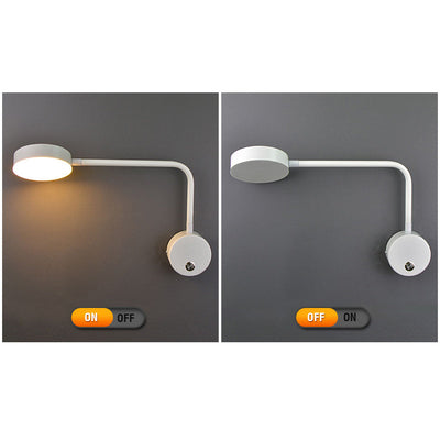 Moderne, minimalistische, einfarbige LED-Wandleuchte mit drehbarem Schalter 