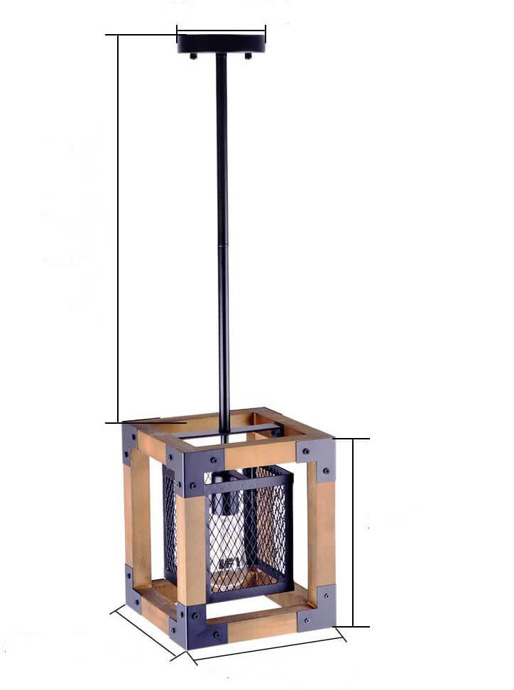 Wooden Square 1-Light Square Pendant Light