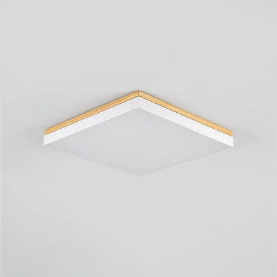 Nordic Simple Solid Wood Square Rectangle LED Flush Mount Ceiling Light