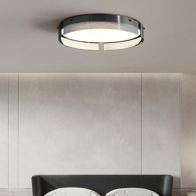 Modern Simplicity Acrylic Circle Ring Shade Glass LED Flush Mount Ceiling Light For Living Room