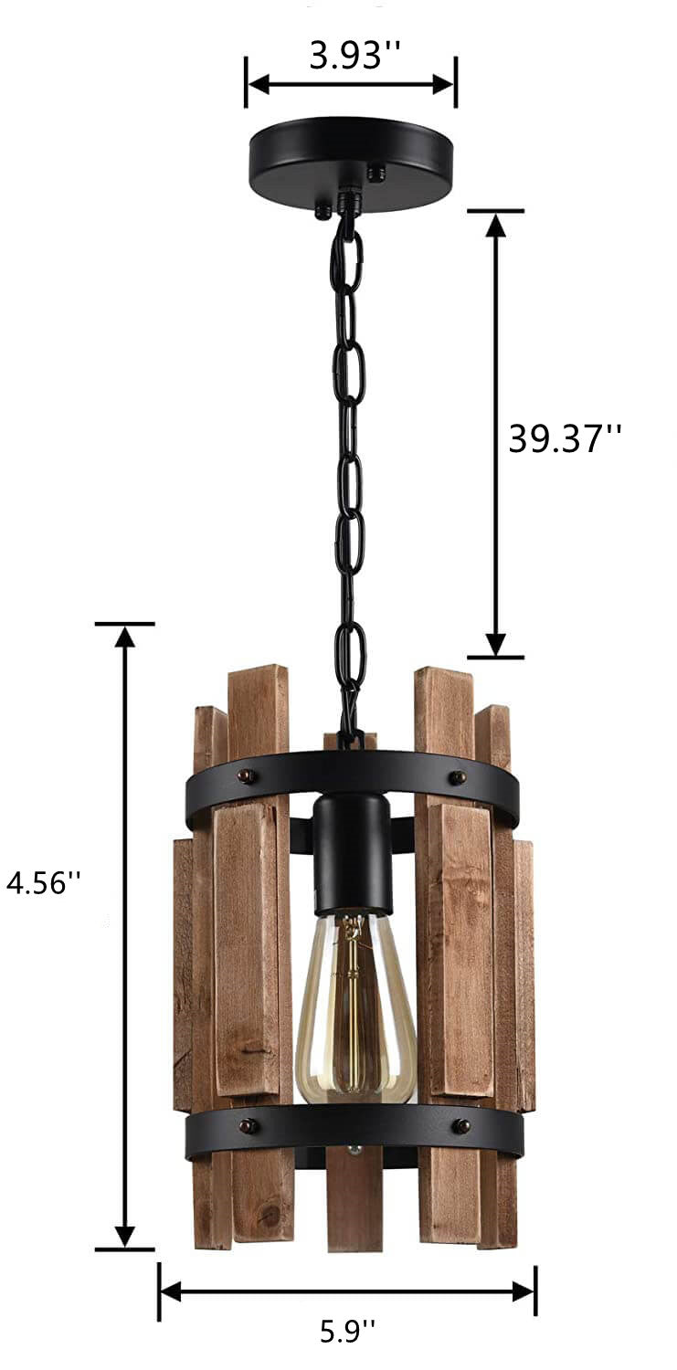 Wooden Fence 1-Light Cylindrical Pendant Light