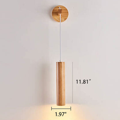 Nordic Minimalist Solid Wood Cylinder Column LED Wall Sconce Lamp