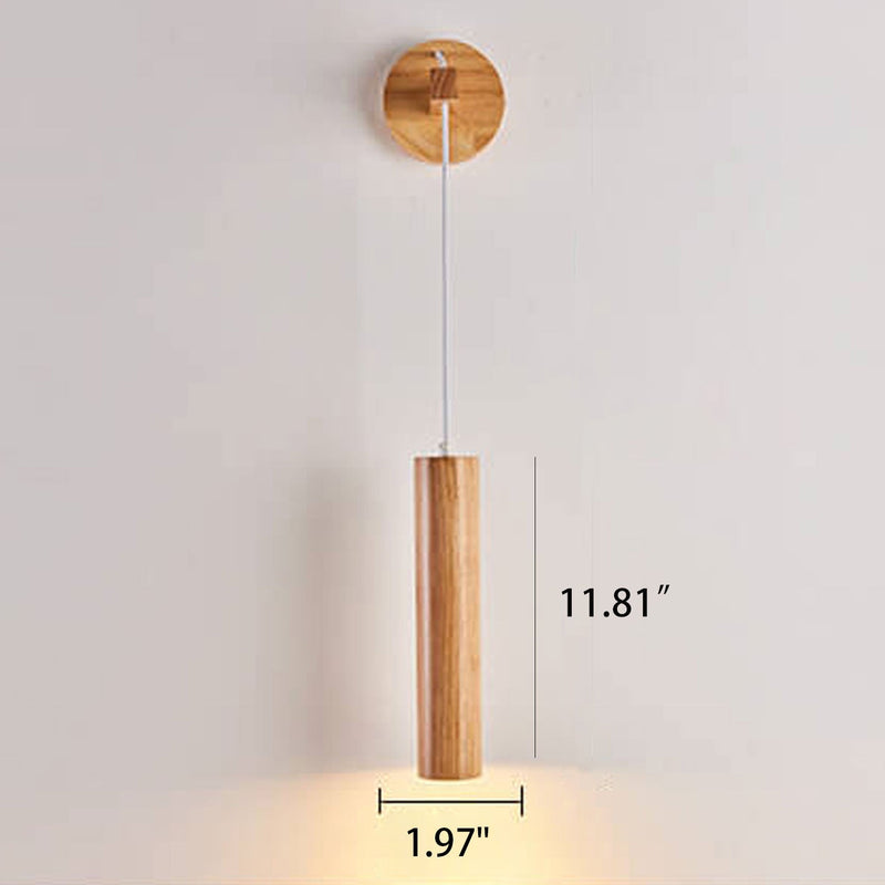 Nordic Minimalist Solid Wood Cylinder Column LED Wall Sconce Lamp