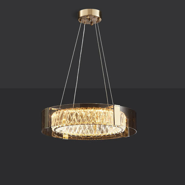 Italian Light Luxury Crystal Circle Plating LED Chandelier