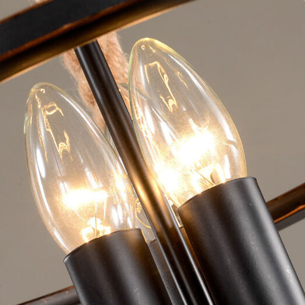 Vintage Industrial Eisen Kordel 3-Licht Insel Licht Kronleuchter 