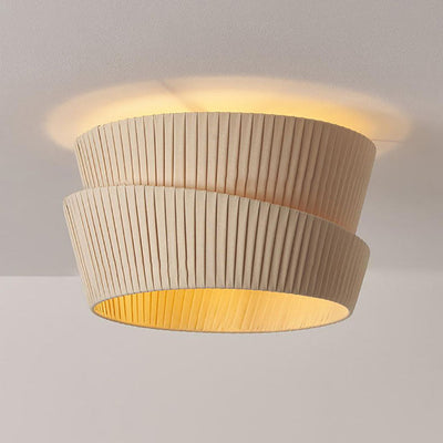 Modern Minimalist Round Hardware Fiber Fabric 3-Light Flush Mount Ceiling Light For Living Room