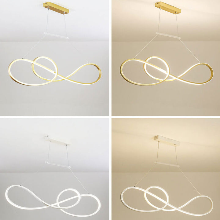 Lámpara de Araña Moderna de Lujo Ligero con Anillo Curvo LED para Isla 