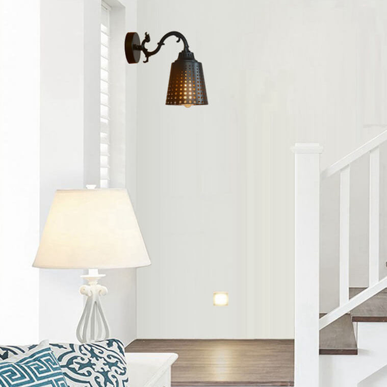 Industrial Vintage Iron Bell Tree Branch Arm 1-Light Wall Sconce