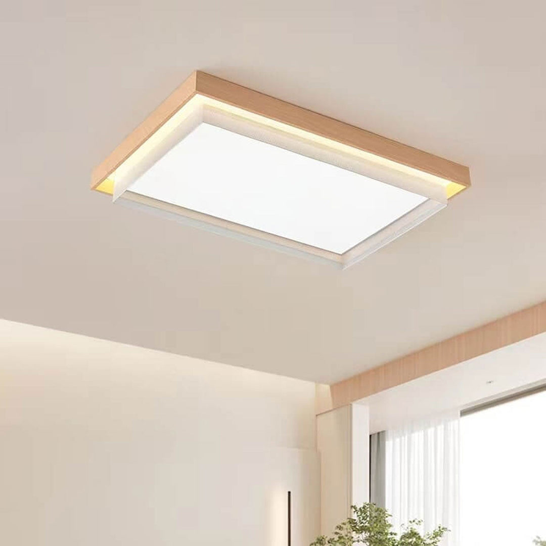 Nordic Wood Grain Rectangular/ Round LED Tatami Flush Mount Ceiling Light