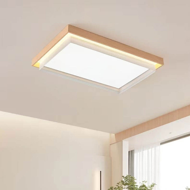 Luz de techo empotrada LED Tatami rectangular/redonda con acabado en grano de madera nórdica 