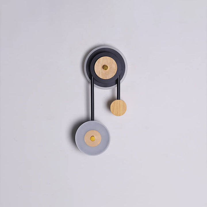 Aplique de pared LED con anillo acrílico de madera redonda creativa nórdica 