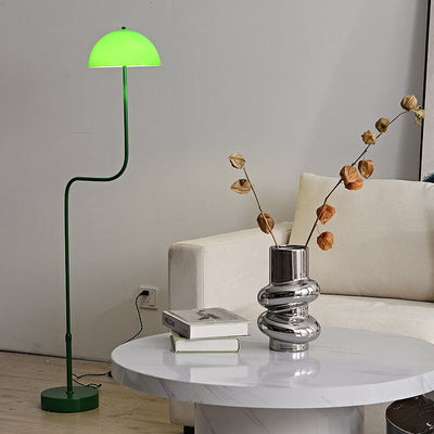 Contemporary Scandinavian Iron Glass Dome Liftable 1-Light Standing Floor Lamp For Study