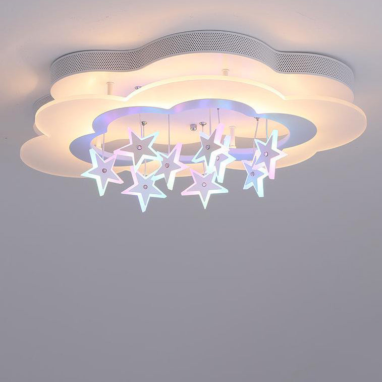 Contemporary Nordic Star Decor Cloud Acrylic Shade LED Kids Flush Mount Ceiling Light For Bedroom