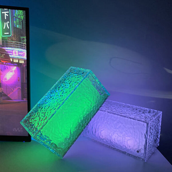 مصباح طاولة ديكوري LED RGB أكريليك مكعب ثلجي مبتكر 