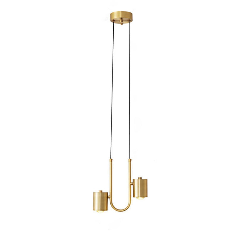 Modern Light Luxury Brass Cylinder Design LED Mini Pendant Light