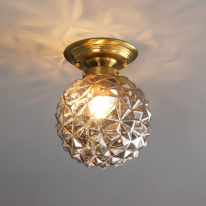 Plafonnier semi-encastré à 1 lumière en verre texturé étoile de luxe moderne 