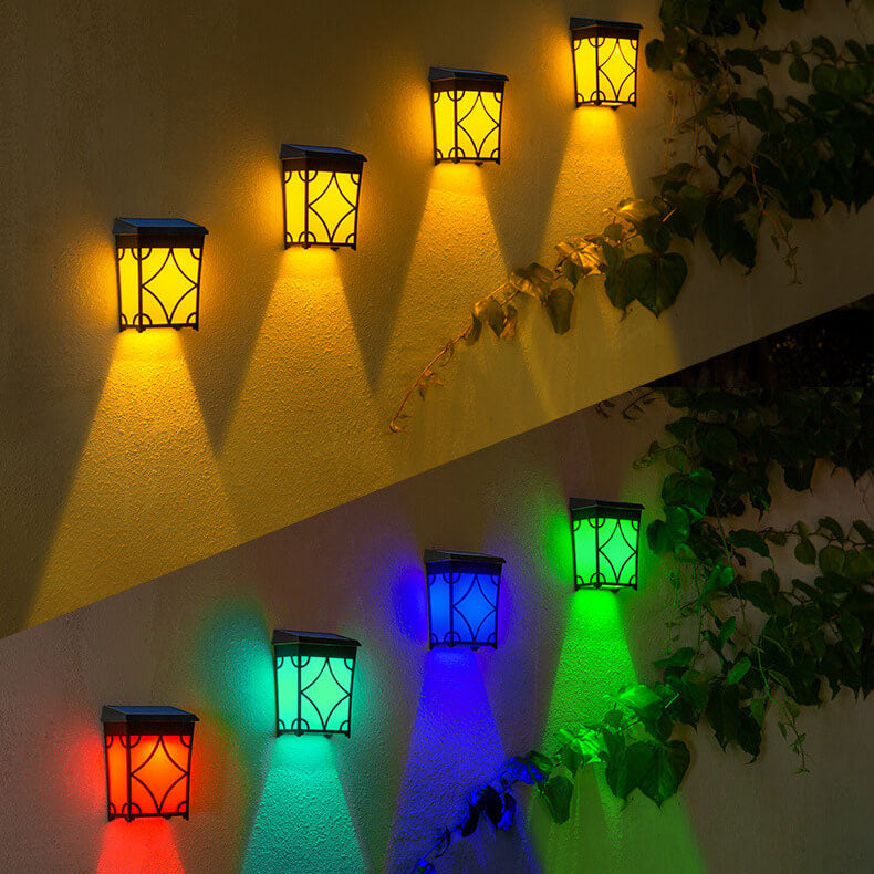 مصباح حائط LED مقاوم للماء خارجي مربع شمسي ريترو 
