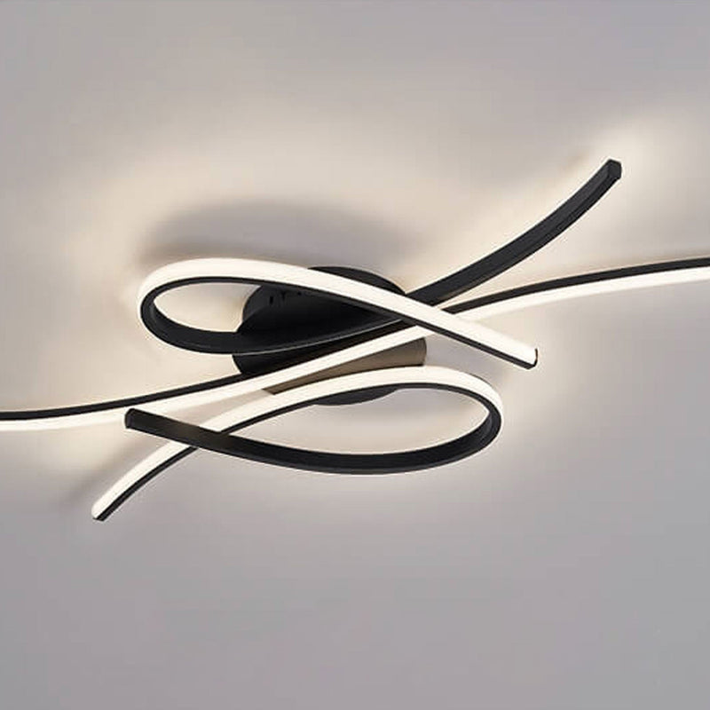 Modern Creative Bending Curves Line Design LED Flush Mount Ceiling Light