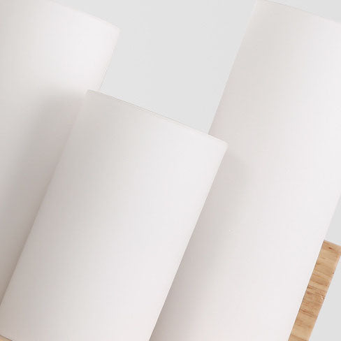 Japanische minimalistische zylindrische 1-flammige Wandleuchte aus Holzglas 