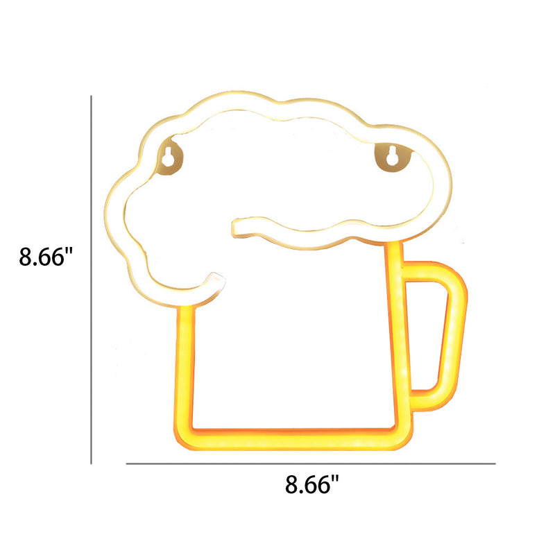 Creative Neon Beer Mug LED Battery/USB Decorative Light