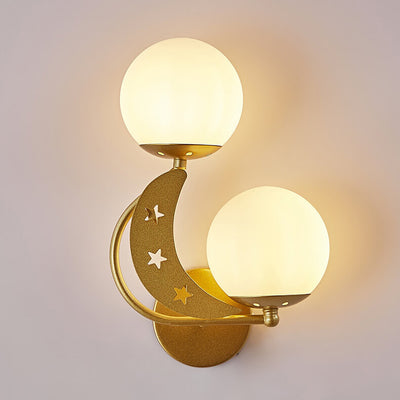 Nordic Creative Glass Globe Lampshade Moon Star Decoration Design 2-Light Wall Sconce Lamp