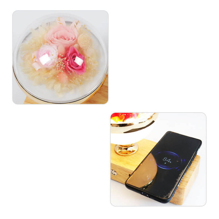 Creative Permanent Flower Night Light Smart Bluetooth Lautsprecher LED Wireless wiederaufladbare Tischlampe 