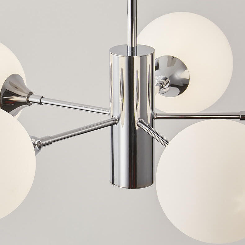 Moderner kreativer Magic Bean Milk White Glass Ball Chrome 3/5/8 Light Kronleuchter