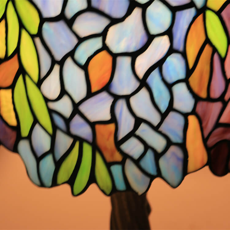 Abat-jour cylindrique en verre coloré Tiffany Fleur 1 lumière pour lampe de table 