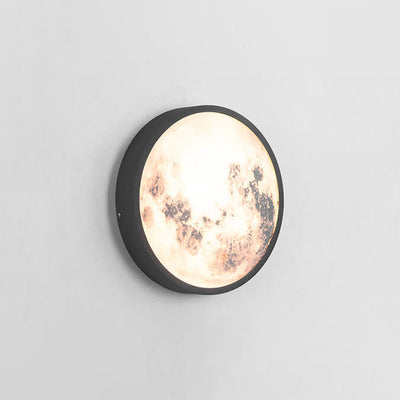 Modern Outdoor Moon Round Waterproof Wall Sconce Lamp