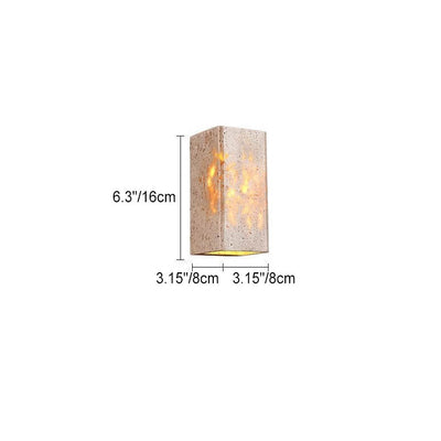 Lámpara Aplique de Pared LED Cuadrada Rectangular Minimalista Moderna de Travertino Amarillo para Patio Exterior 