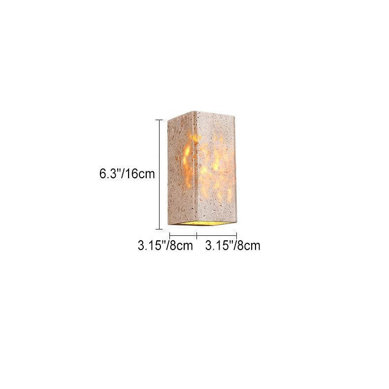 Modern Minimalist Square Rectangle Yellow Travertine LED Wall Sconce Lamp For Outdoor Patio