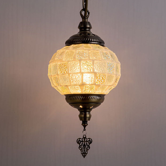 Lámpara colgante de 1 luz de hierro y vidrio rústico vintage nórdico 
