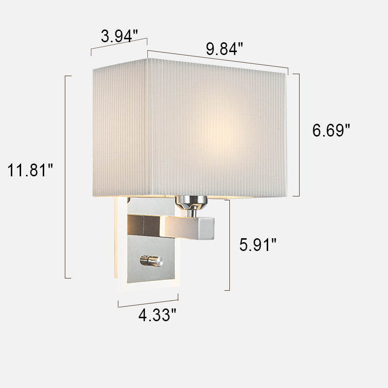 Modern Minimalist Fabric Square Plating 2-Light Wall Sconce Lamp