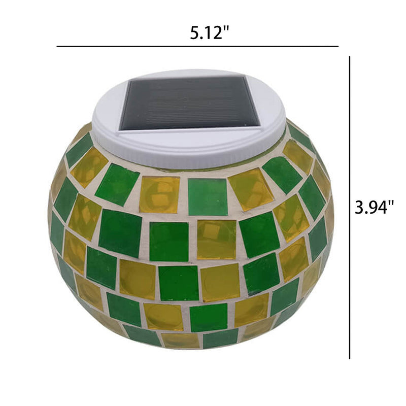 Solar Garden Green Grid Glass Jar LED Decorative Path Light