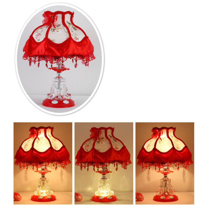 Lampe de table 1 lumière en verre avec tissu de style européen pour mariage 