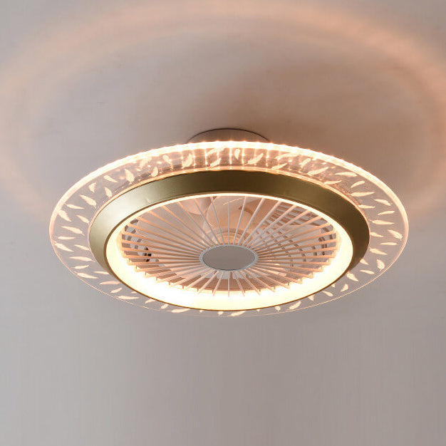 Modern RGB Acrylic Round LED Seme-Flush Mount Ceiling Fan Light