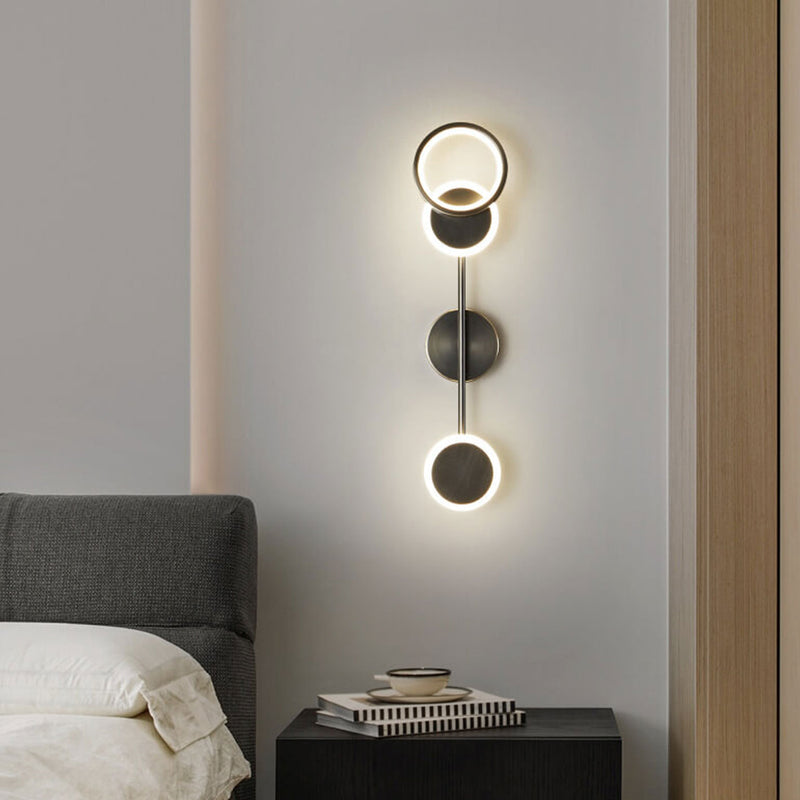 Modern Light Luxury Full Brass Circle Combination LED Wall Sconce Lamp