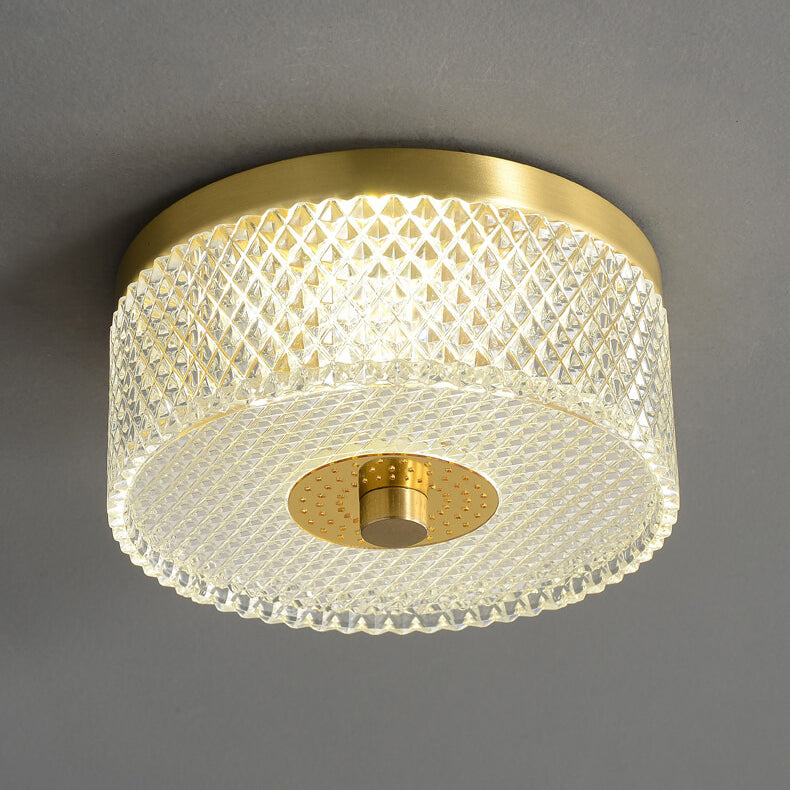 Simple Square Round Acrylic Brass LED Flush Mount Ceiling Light