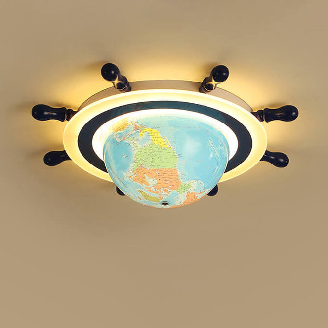 Conception Créative de Globe et Gouvernail Combinaison Enfantine LED Plafonnier 