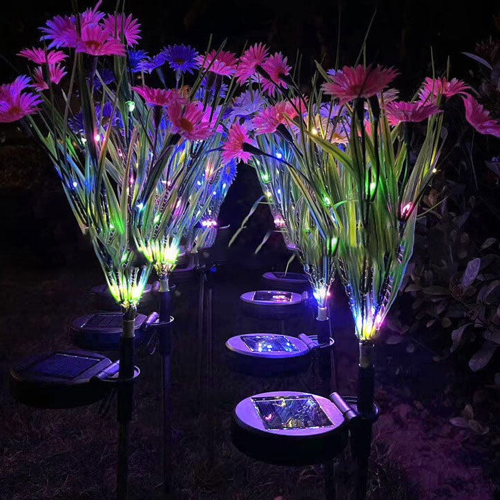 Lampe extérieure à LED en forme de fleur de couleur moderne solaire avec prise de terre 
