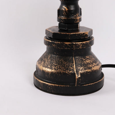 Industrial Vintage Iron Plumbing Clock 1-Light Table Lamp
