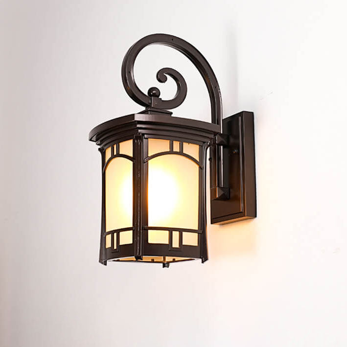 Modern Square Aluminum Glass Carved 1-Light Outdoor Waterproof Wall Sconce Lamp