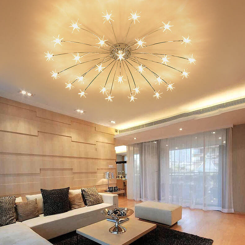 Contemporary Creative Full Of Star Iron 12/21/28 Light Flush Mount Ceiling Light For Living Room
