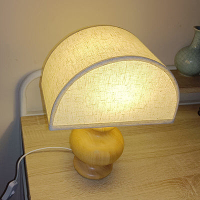 Japanische minimalistische Halbkreis-Tischlampe aus Holz mit 1 Leuchte 