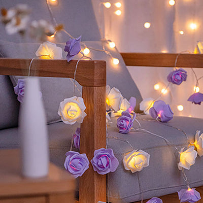 Modern Creative Rose Holiday Decoration PV Bubble Mu LED String Lights