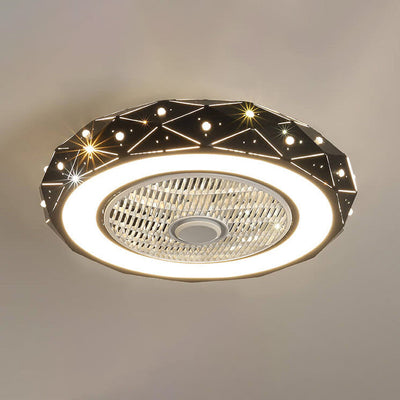 Nordic Minimalist Star Design Grid Lampenschirm LED Unterputz Deckenventilator Licht 