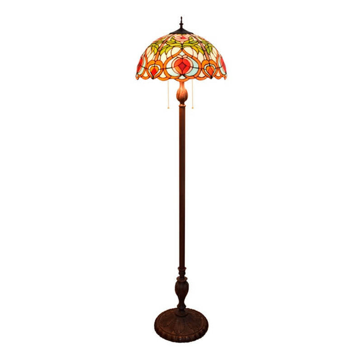 Tiffany Europäischer Pfirsichherz-Buntglas 2-Licht Stehlampe 