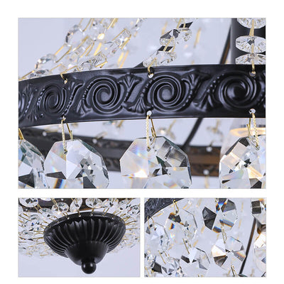 Industrial Iron Crystal Pendant Decorative 1-Light Pendant Light