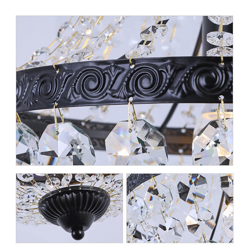 Industrial Iron Crystal Pendant Decorative 1-Light Pendant Light